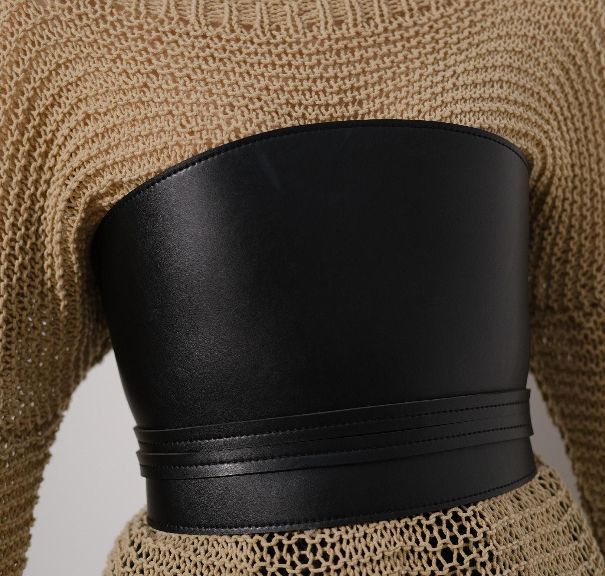New! Corset Belt Vegan Leather Wide (9773) NWOT Leather Corset Belt - Black | Manière De Voir main image 2