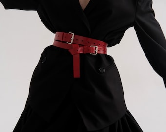 Double Buckle Leather Corset Belt: Plus Size Adjustable Waist Belt