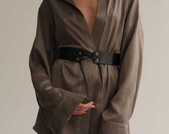 Wide Leather Corset Belt - Renaissance Faire Cincher