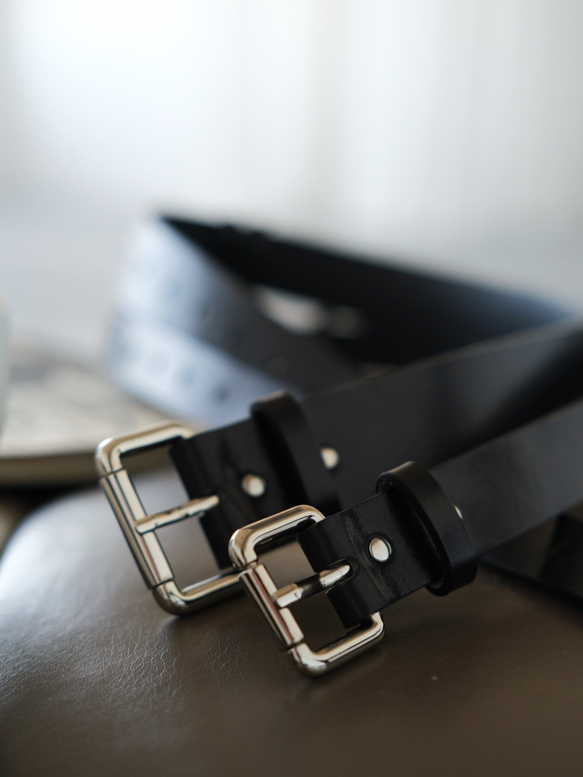Wide Black Leather Double Buckle Belt: Plus Size Adjustable Waist