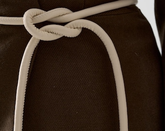 Soft Eco-Leather Rope Belt: Minimalist Wrap Waist Tie (2m Length)