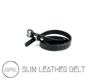 SLIM LEATHER BELT, Leather waist belt, Womens leather belt, Womans hip belt, Designer handmade belt, Black fashion belt, Women thin belts