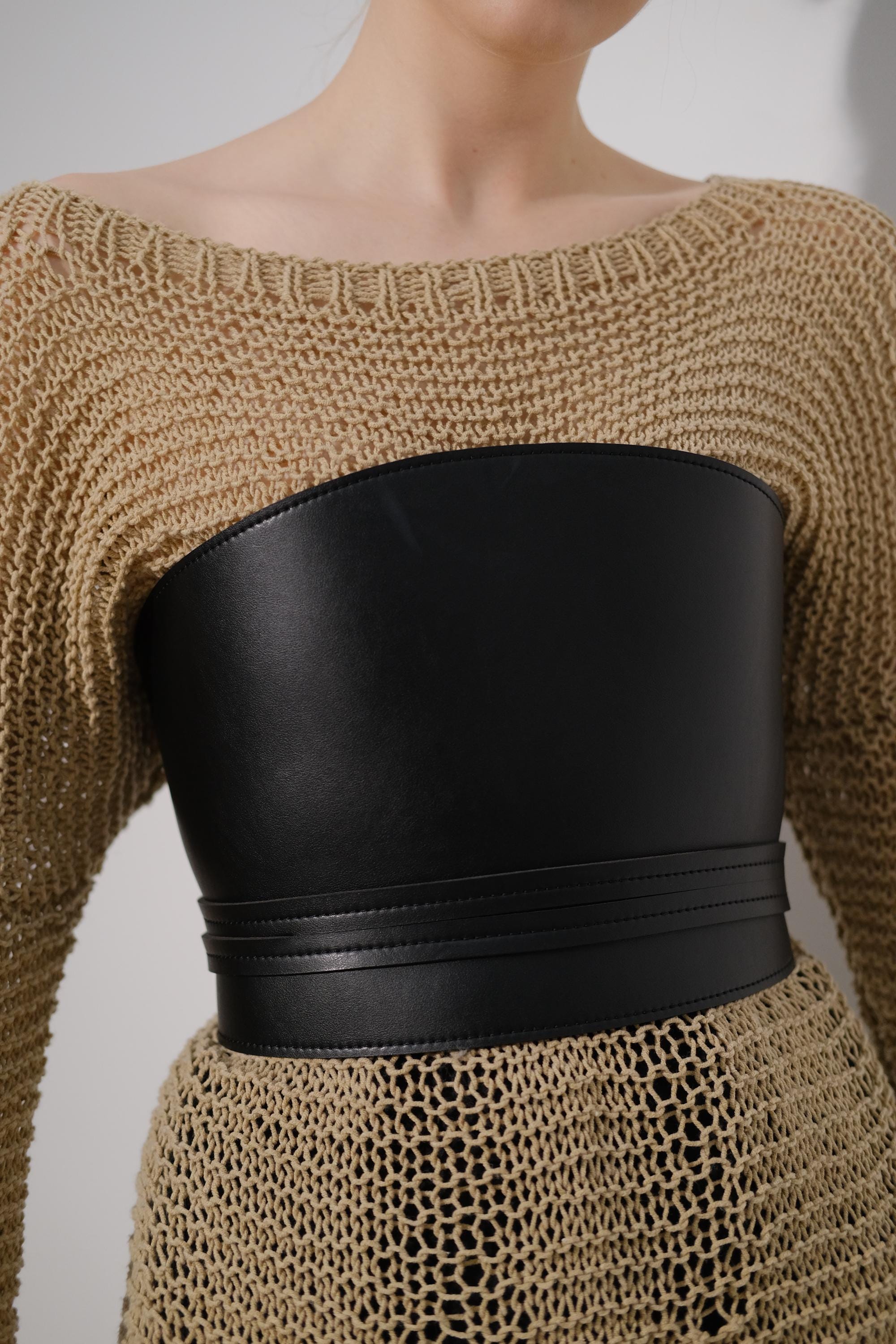 Wide Black Vegan Leather Corset Belt: Plus Size Fashion - Etsy display picture 2