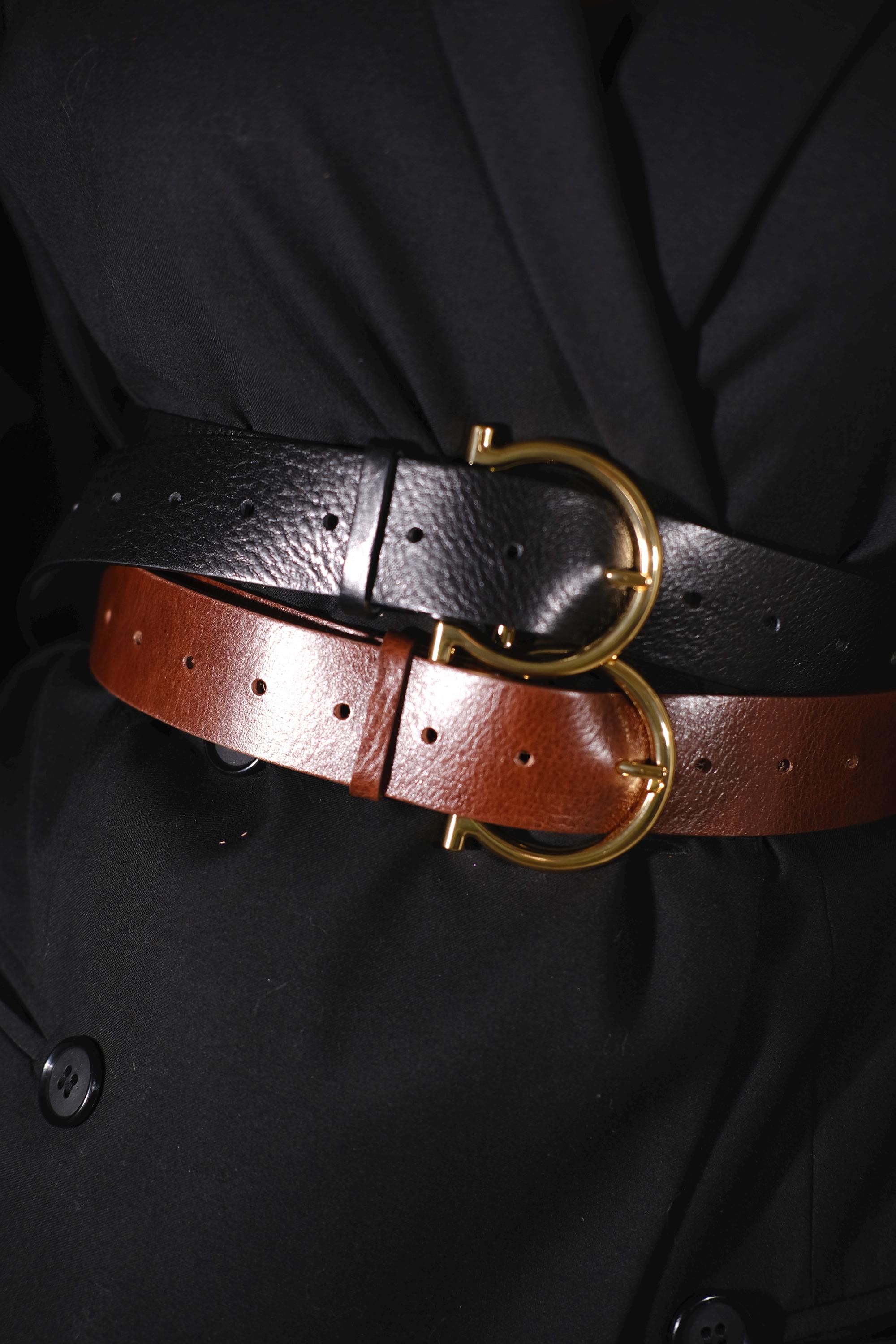 4621- Women\'s Belt In Vegetable-tanned Bull Leather, 3 Cm Wide, Rivoli White Boxcalf & Undyed Natural Veg-Tan Leather Belt  main image 2