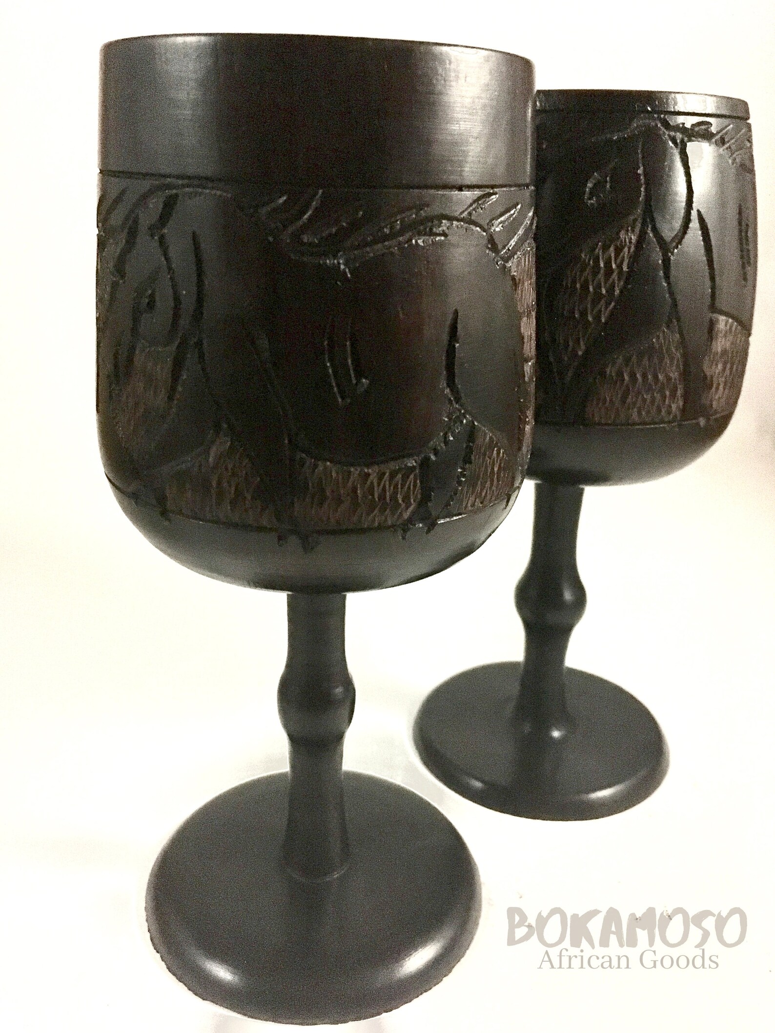 African Hand Carved Wooden Wine Drinking Glasses Tanzanian Etsy Canada