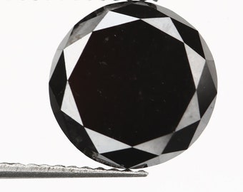 4.81 ct Round Brilliant Cut Black Diamond, Loose Solitaire Diamond, 9.8mm