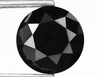 2.62 ct Jet Black Round Diamond, Natural Loose Gemstone (7mm)