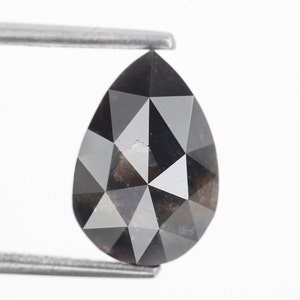 2.04 ct salt and pepper grey pear diamond natural loose galaxy pear cut diamond faceted unique pear diamond for rose cut engagement ring