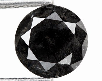 1.23 CT Round Black Diamond, Earth Mined, AAA Opaque