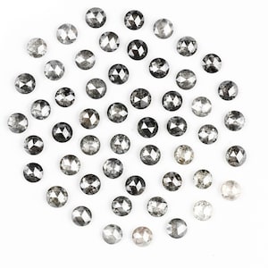 2 MM Round Rose cut salt and pepper diamond loose Grey diamond faceted galaxy diamond for stack ring , accent diamond