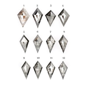 Natural Earth mined salt and pepper kite cut diamond diamond lot, elongated kite shape grey loose diamond lot for kite diamond ring