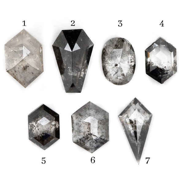 Natural Celestial Grey color salt and pepper loose diamond lot mix shape , Geometric shape Hexagon , coffin , Kite diamond lot for jewelry