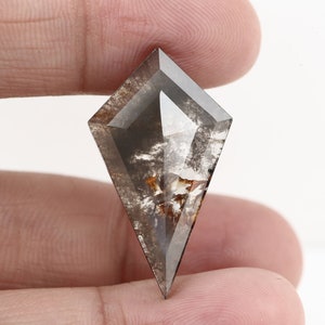 9.62 CT natural kite cut salt and pepper diamond fancy reddish grey kite shape diamond, 29 mm Elongated  Kite Diamond for wedding jewelry