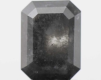 2.17 ct Grey Emerald Cut Diamond: Galaxy Salt and Pepper Stone