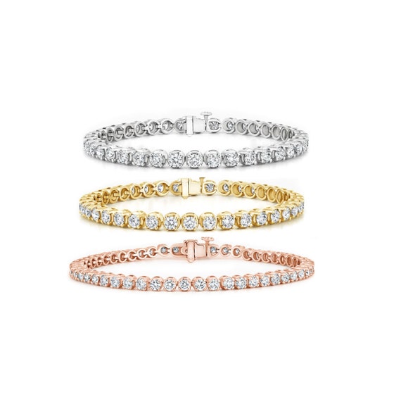 14K Gold Tennis Necklace VVS Round Brilliant Cut Lab Grown Diamond