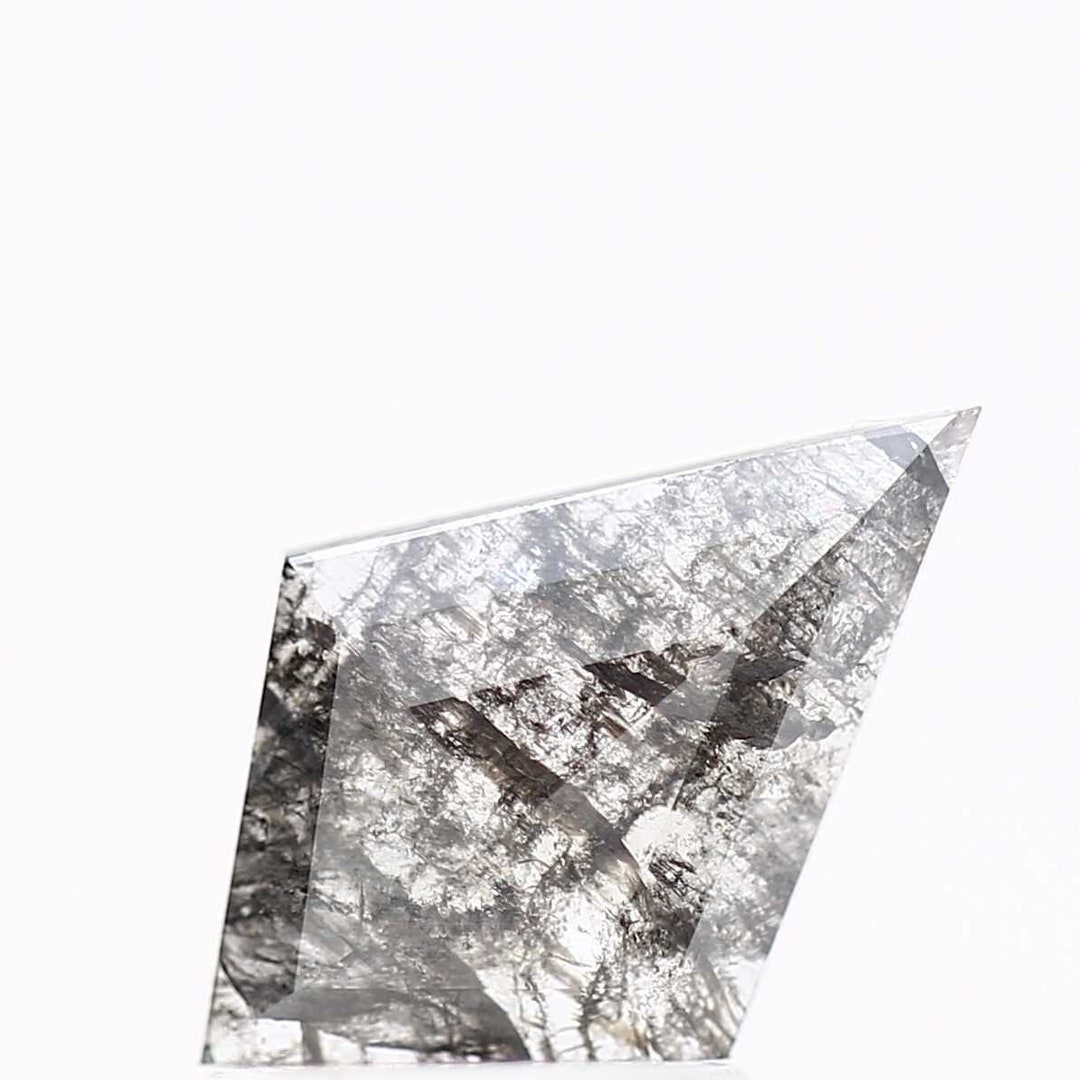 0.65 Ct Salt and Pepper Kite Cut Diamond Loose Natural Grey Etsy