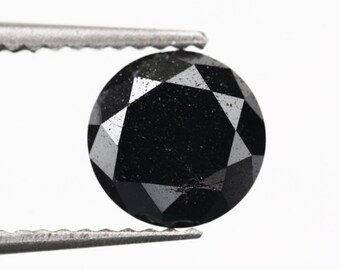 1.31 Ct Round Brilliant Cut Black Diamond, Loose Solitaire, Gift For Her