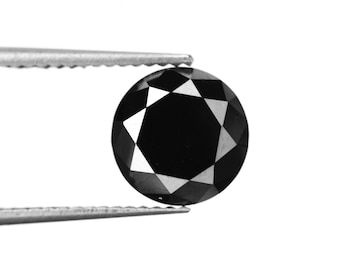2.42 Carat Black Round Cut Diamond, Loose Solitaire