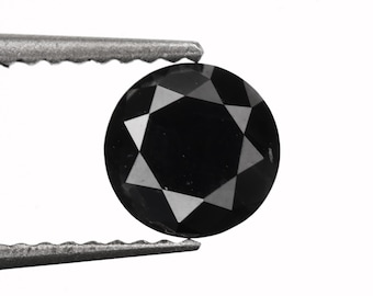 0.91 ct Jet Black Round Cut Diamond, AAA Opaque For Unique Engagement Ring