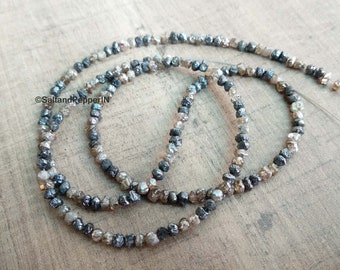 22 Ct Natural Gray Brown Rough Diamond Necklace Raw Diamond Beaded Necklace Handmade Jewelry