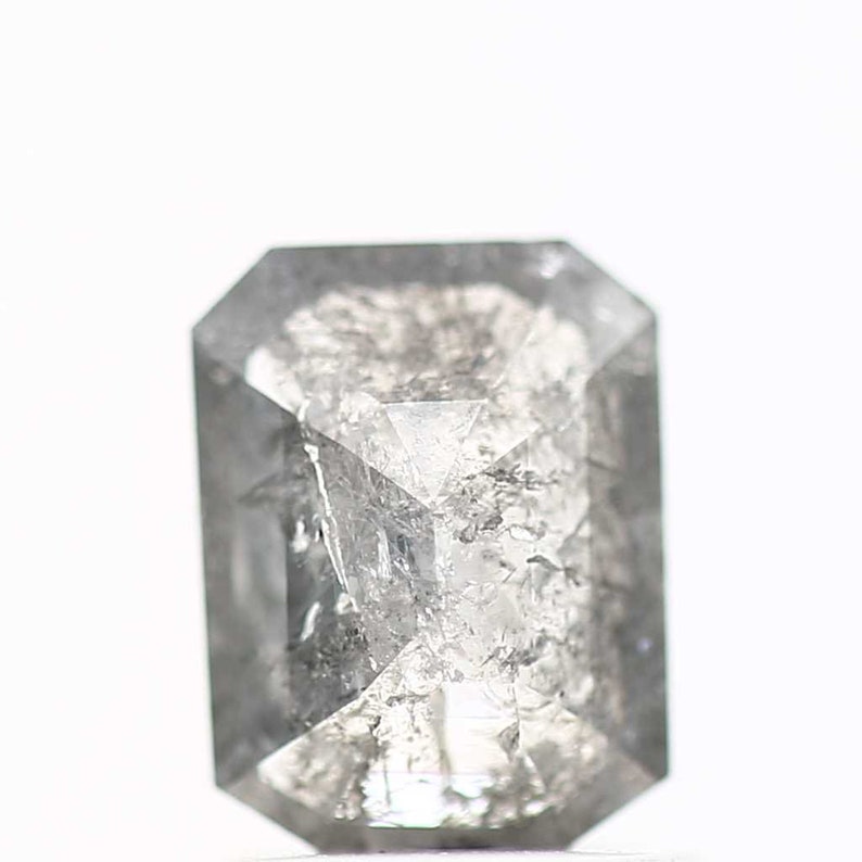Natural Salt Pepper Emerald Cut Diamond, Grey Loose Stone (1.01 Ct, 6 ...