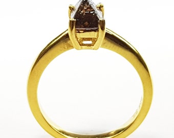 1.54 Ct Crystal Rough Diamond Ring, Fancy Brown 14K Gold, Size 7
