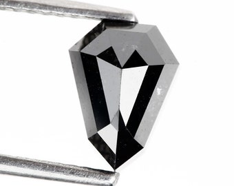 1.96 CT Black Shield Diamond, Rose Cut, Flat Back