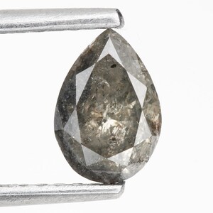 0.62 CT cloudy Grey natural diamond , full cut pear salt and pepper diamond loose for minimalist diamond ring , Gift for her , conflict free