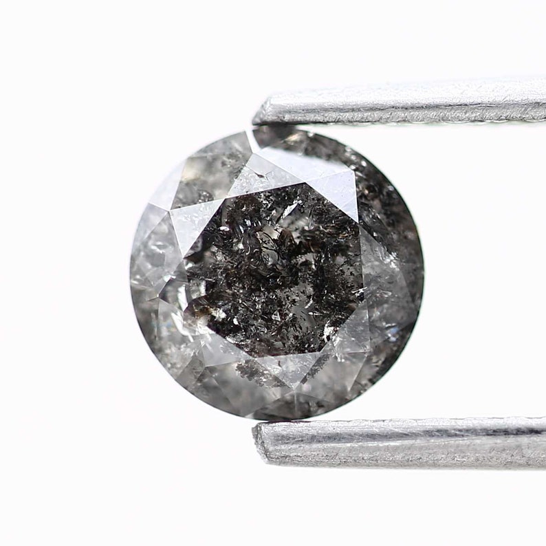 Natural Round Salt and Pepper Diamond, Black Inclusion Loose Diamond for Engagement Ring, Custom Jewelry Stone