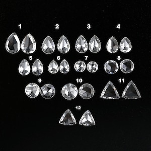 VVS-vs Chiarezza, FG Colore Bianco Coppia di diamanti con taglio a rosa Diamante trasparente trasparente Pera, Triangolo rotondo Diamante con taglio a rosa Diamante sciolto naturale