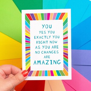 Amusement et carte d'amitié sincère | Vous êtes incroyable | Carte de motivation | Cartes positives colorées | Carte de voeux A6 avec enveloppe colorée