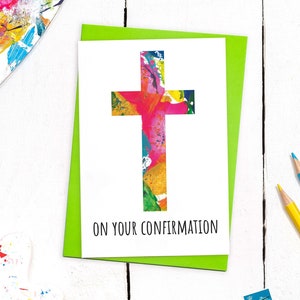 Carte de confirmation | carte de vœux moderne | Confirmation d'achat pour garçon | Carte de confirmation pour fille | carte religieuse | Cartes colorées