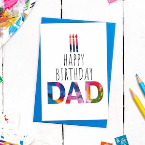 Carte d'anniversaire de papa classique et colorée | Carte d'anniversaire moderne pour papa | Carte de voeux A6 et enveloppe colorée | Art abstrait