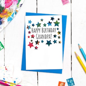 Carte d'anniversaire de grand-père de bon goût | Carte d'anniversaire pour grand-père | Cartes d'anniversaire des grands-parents | Etoiles - Large sélection | Conception d'art abstrait