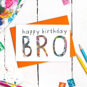 Carte d'anniversaire frère avec message au dos | Carte A6 unique pour frère | Carte d'anniversaire de frère moderne | Cartes de voeux de qualité