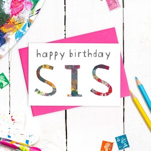 Beautiful Sister Birthday Card With Bonus Message on the Back! | Modern and Heartfelt | Sis Birthday Card With Coloured Envelope | Quality