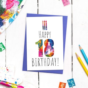 18th Birthday Card | 18 Birthday Card | 18th Birthday Card Girl | 18th Birthday Card Boy | Modern 18th Birthday Card | Card 18th Birthday