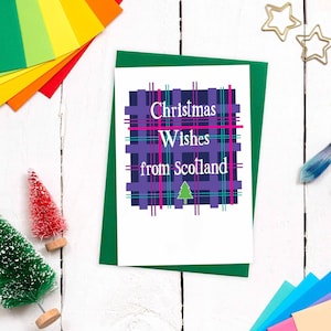 de voeux de Noël d'Ecosse | Pour la famille et les amis éloignés | Cartes de Noël « Across The Miles » | Écossais | Tartan