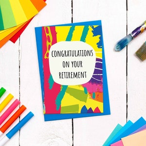 Modern Retirement Greeting Card And Coloured Envelope | Unique A6 Card For Retiring Colleagues, Friends, Family | Retirement Congratulations