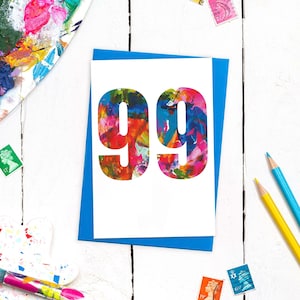 Incroyable carte d'anniversaire pour 99 ans et enveloppe colorée | Carte de voeux A6 moderne | d'art abstrait | d'art colorée de Zazzle.be Liste d'envies Vous avez des idées ? Excellente qualité