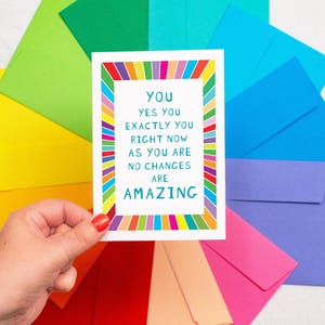 Carte de remerciement lumineuse avec message au dos également ! | Vous êtes incroyable | Carte de motivation | Cartes positives colorées | Cartes FSC