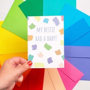 Jolie carte de naissance pour votre meilleur ami | Livré avec une enveloppe colorée | Ma meilleure amie a eu un bébé carte de vœux | Carte de voeux A6 | Félicitations bébé