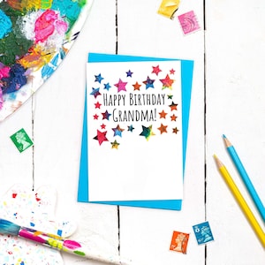 Charmante carte d'anniversaire de grand-mère avec enveloppe colorée | Carte de voeux A6 | Cartes d'anniversaire des grands-parents | Excellente qualité | Blanc à l'intérieur