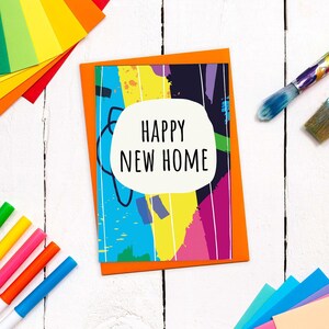 Carte postale unique pour la maison neuve avec enveloppe colorée | Carte de voeux A6 | carte de félicitations | Cartes de voeux de qualité | Carte pour maison neuve moderne