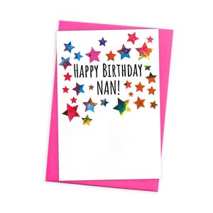 Beautiful Nan Birthday Card with Premium 120gsm Coloured Envelope | A6 Greeting Card | Abstract Art Design | Blank Inside image 1