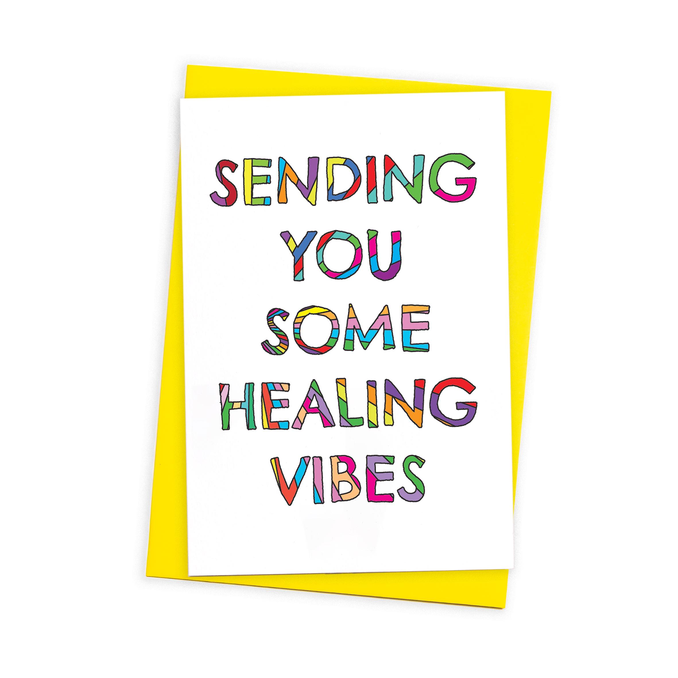 Colourful Healing Vibes Get Well Card With Message on the Back