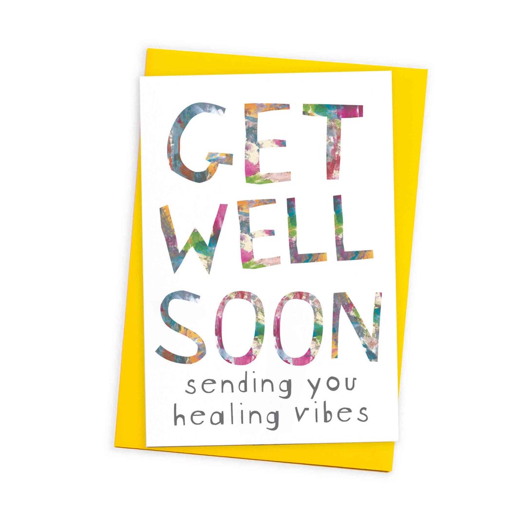 Get Well Soon Card With Extra Message on the Back and Coloured Envelope ...