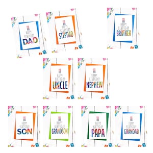Cartes d'anniversaire pour parents de sexe masculin | Carte d'anniversaire moderne pour papa, beau-père, frère, papa, grand-père, oncle, neveu, fils, petit-fils