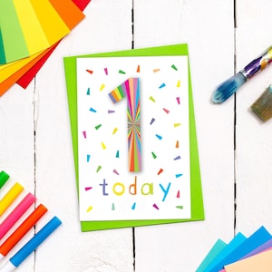 Carte d'anniversaire amusante et lumineuse avec enveloppe colorée | Première carte d'anniversaire colorée pour garçon ou fille | Carte de voeux d'anniversaire A6