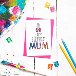 90th Birthday Card Mum | Mum 90th Birthday Card | Modern Birthday Card For Mum | Ninety | 90 Card For Mum | Birthday Cake | Candles